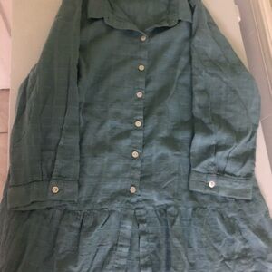 J. Jill Cotton Gauze Button Down Tiered Peasant Tunic Top M